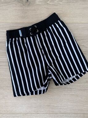 Ruggedbutts Black & White Striped Swim Trunks